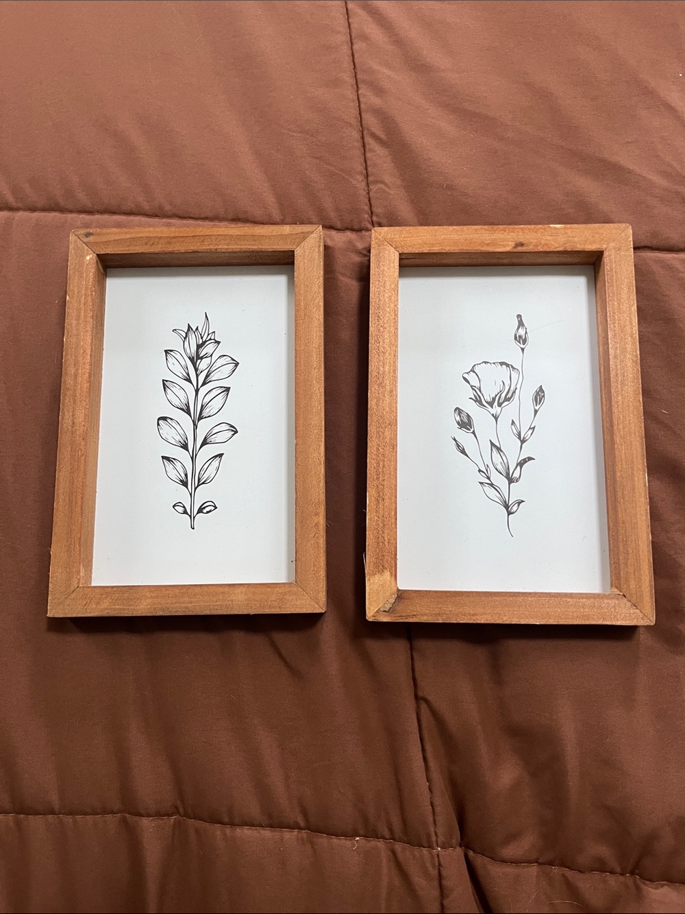 Wood Frame Botanical Wall Art Set - Natural Wood